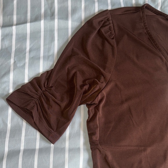 Calvin Klein Brown Button-Front V-Neck Top - Picture 3 of 5